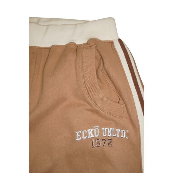 Ecko Unltd XL Brown Track Pants with White Side Stripes & Logo | 1972 Retro - Picture 3 of 10